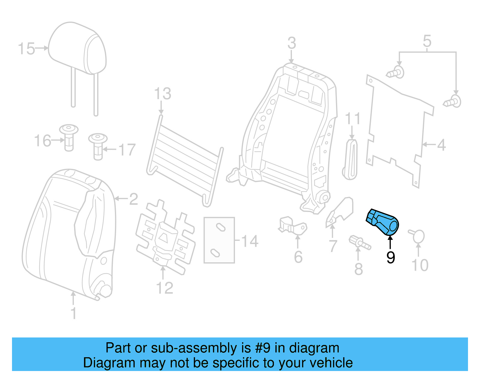 Seat Back Recliner Adjustment Handle 5C6-881-605-B-82V - View 15