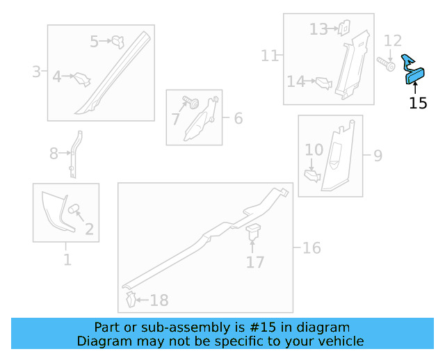 Upper Center Pillar Trim Trim Plate 5G0-853-437-Y20 - View 22
