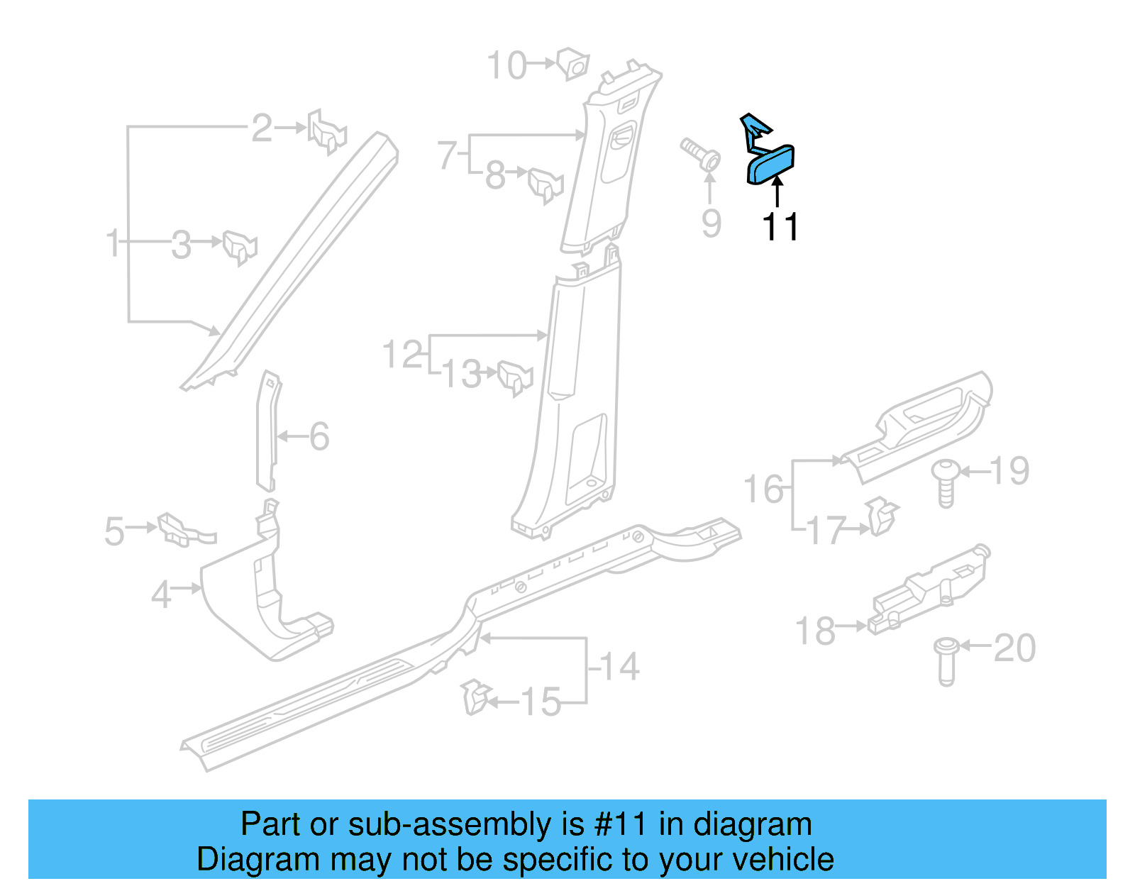 Upper Center Pillar Trim Cap 5G0-853-437-ZA2 - View 13