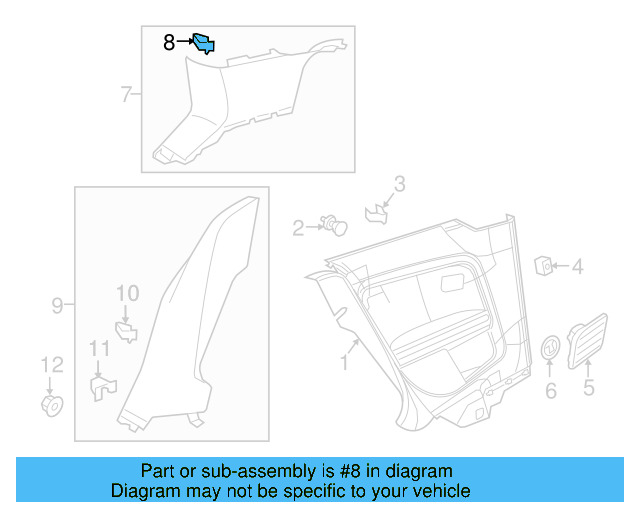 Windshield Pillar Trim Clamp 5G0-867-276-A - View 46