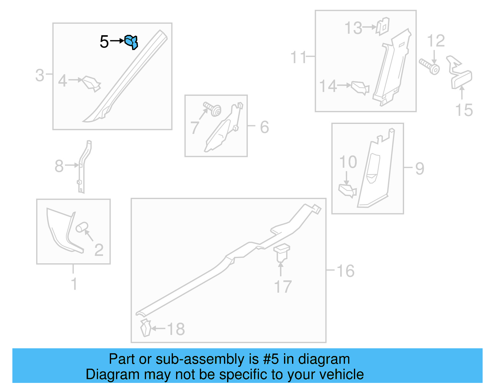 Windshield Pillar Trim Retainer 5G0-867-276-B - View 37