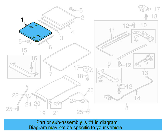 Sunroof Glass 5G9-877-055-9B9 - View 2