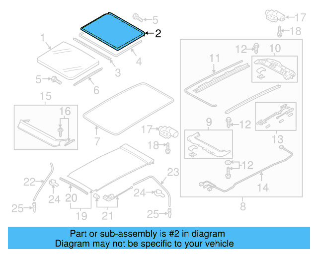 Sunroof Glass 5G9-877-056-9B9 - View 2