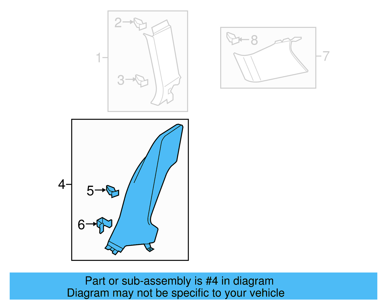 Lower Pillar Trim 5GM-867-766-B-82V - View 2