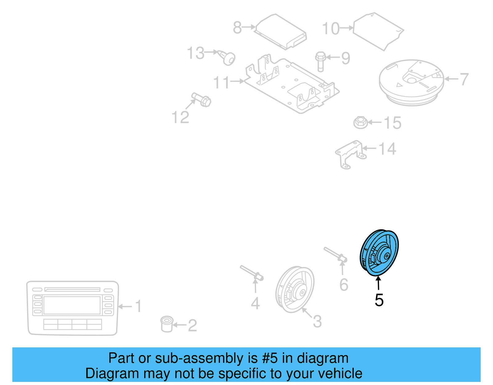 Rear Dr Speaker 5K0-035-453 - View 9