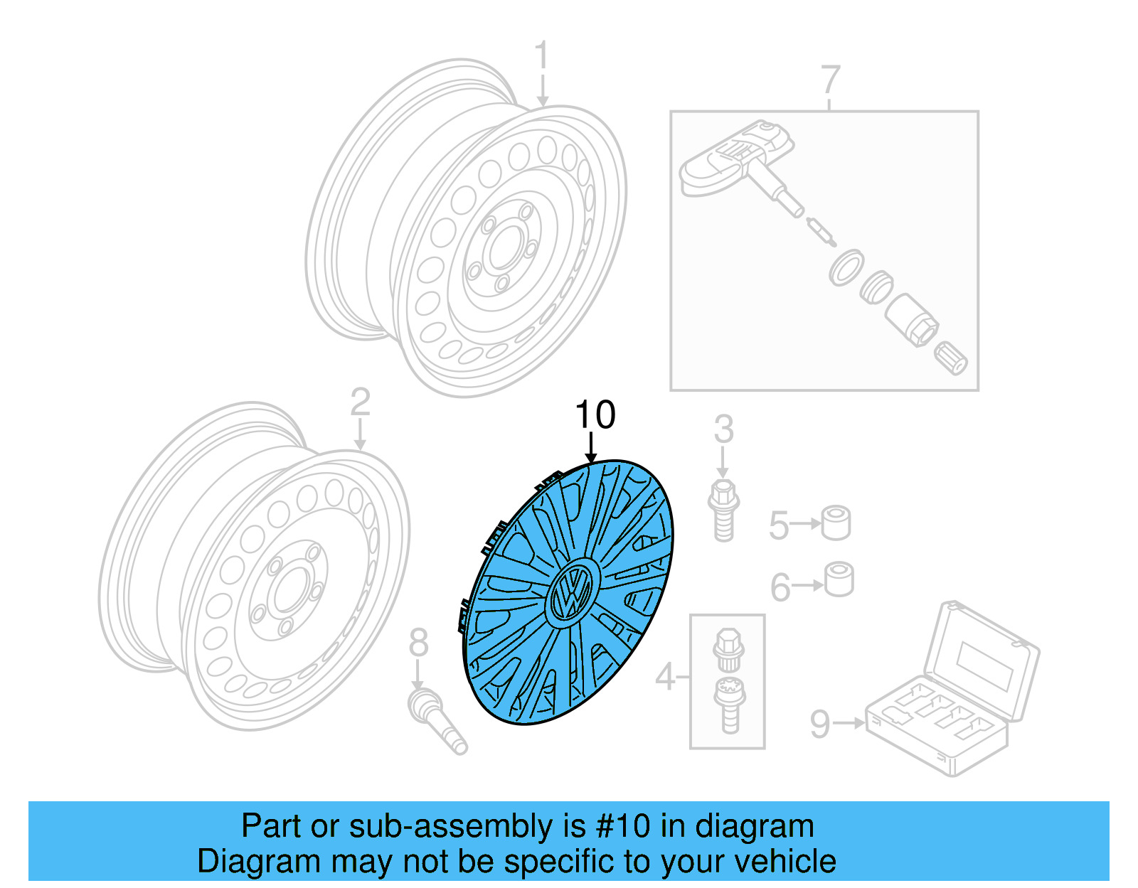 Wheel Cover 5K0-601-147-F-VZN - View 6