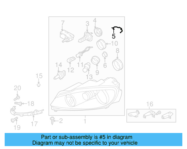 Low Beam Bulb Retainer Clip 5K0941160 - View 4