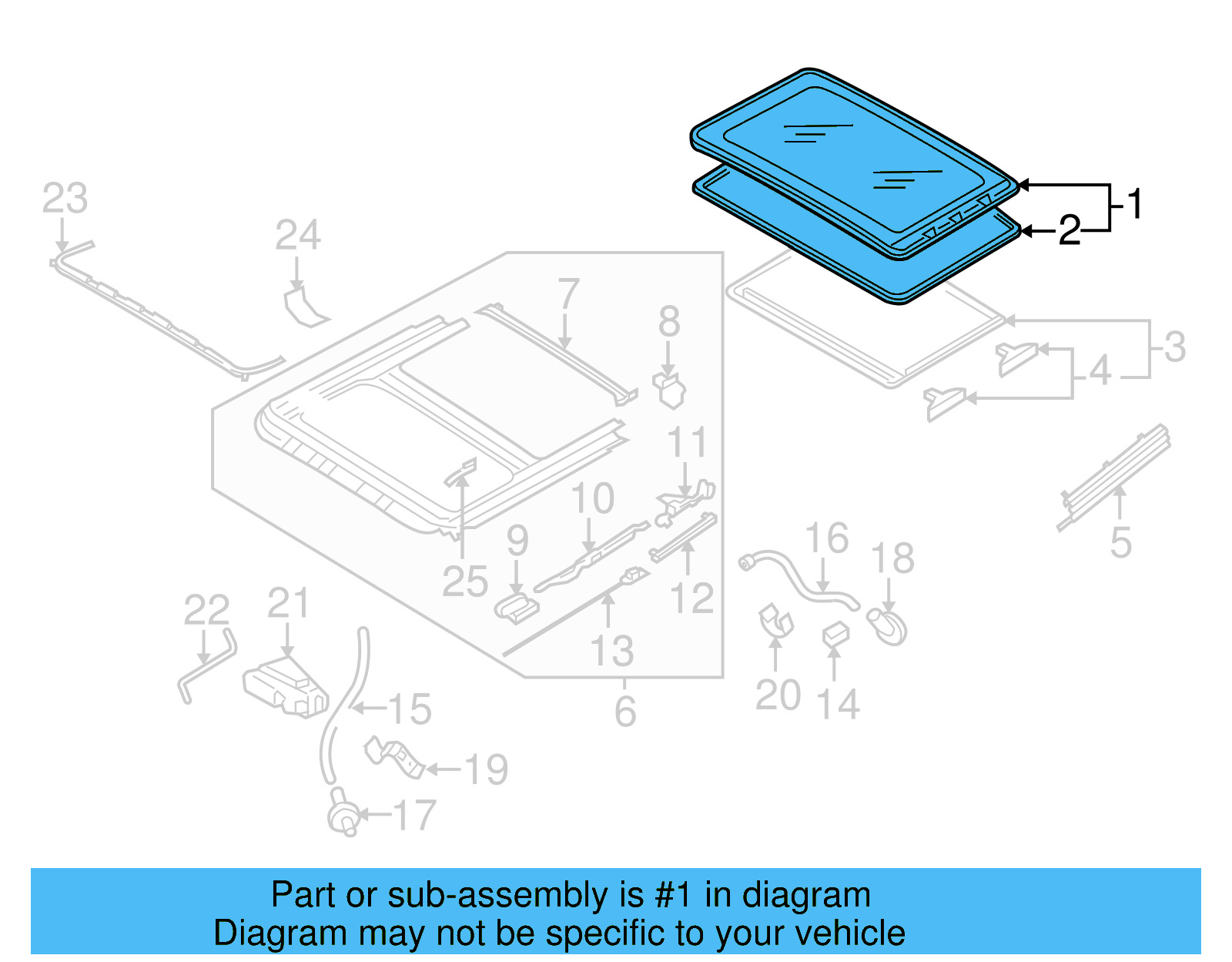 Sunroof Glass 5M0-877-071-A - View 7