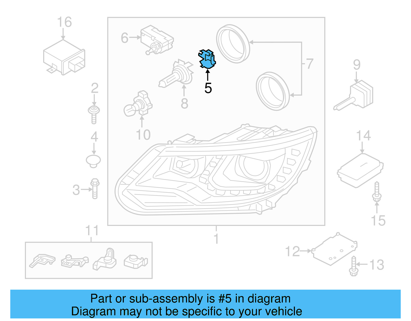 Low Beam Bulb Mount 5M0-941-160-A - View 11