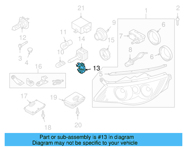 Low Beam Bulb Mount 5M0-941-160-A - View 12