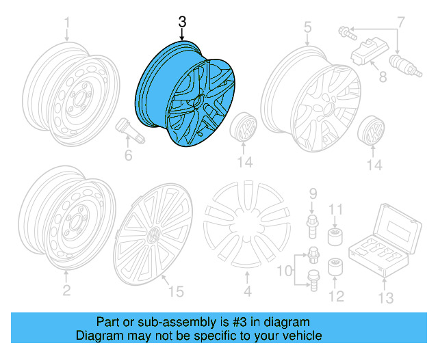 Wheel, Alloy 5N0-601-025-8Z8 - View 9