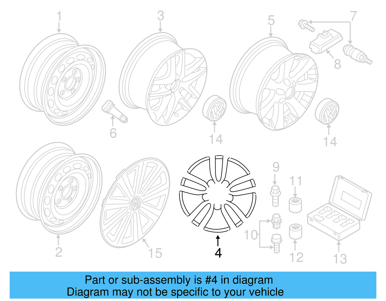 Wheel, Alloy 5N0-601-025-R-8Z8 - View 5