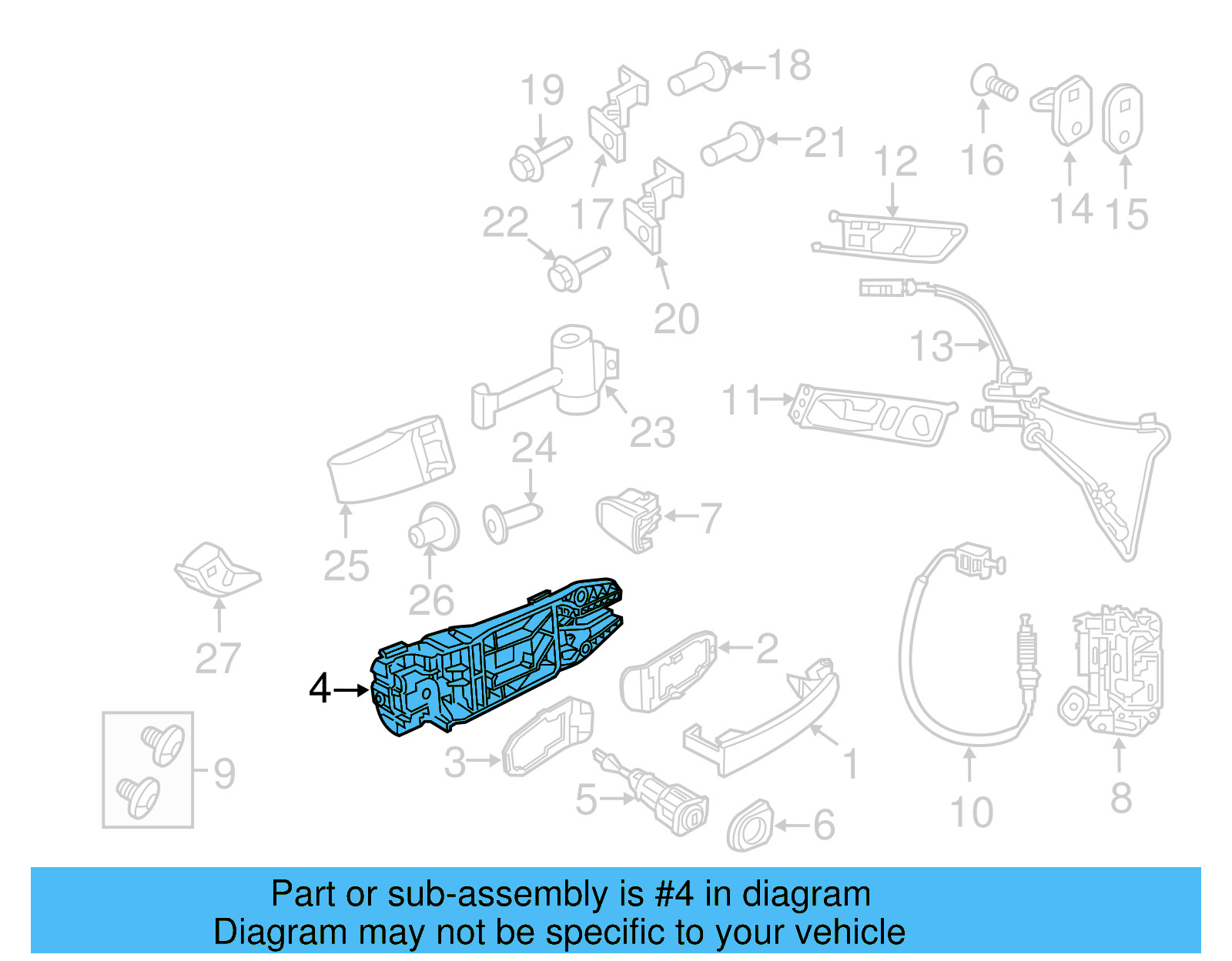 Exterior Door Handle Base 5N0-837-885-H - View 5