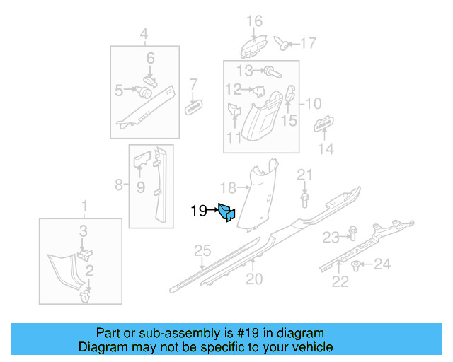 Upper Center Pillar Trim Clip 5N0-880-385 - View 5
