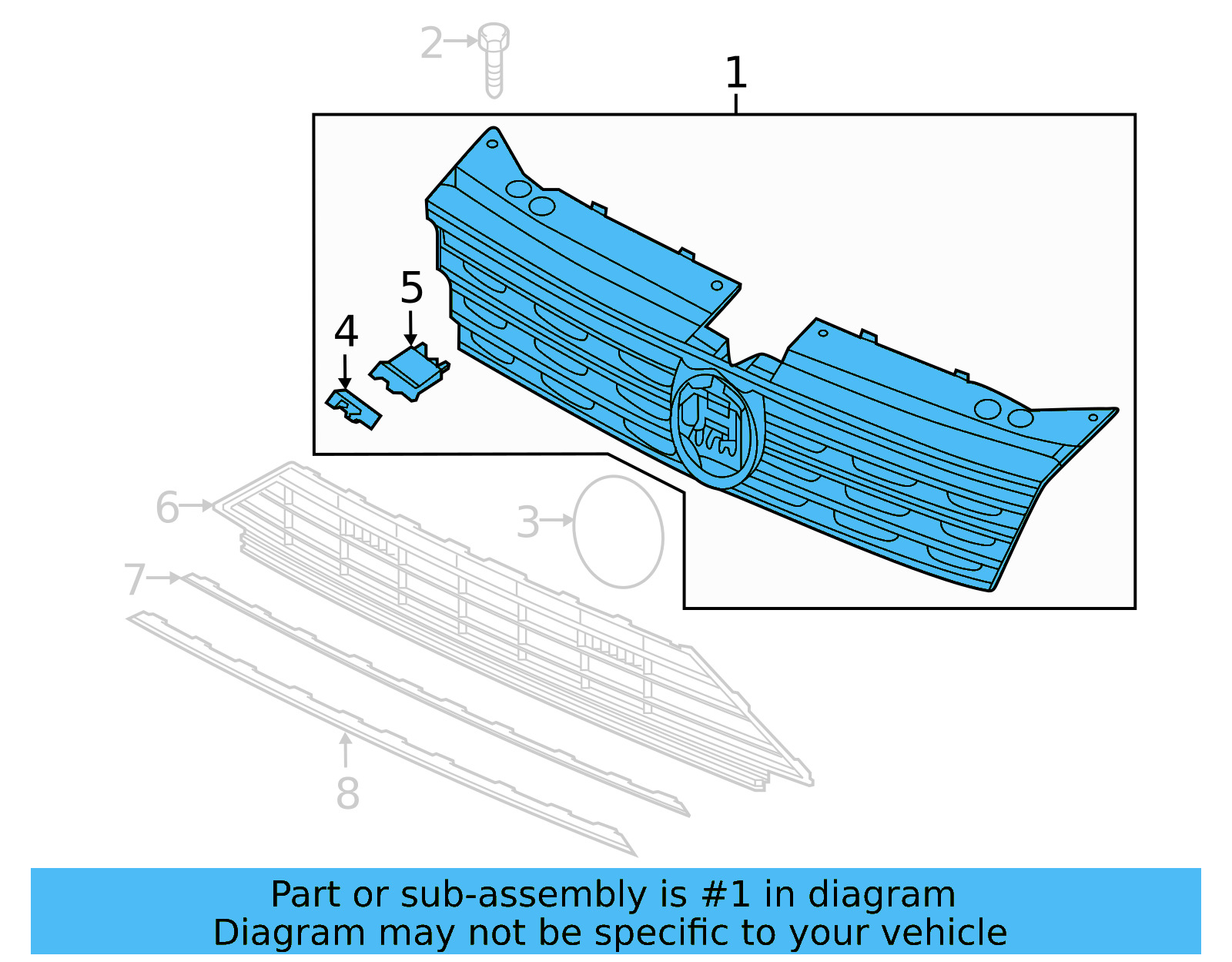 Center Grille 5NA-853-651-K-ZLL - View 3