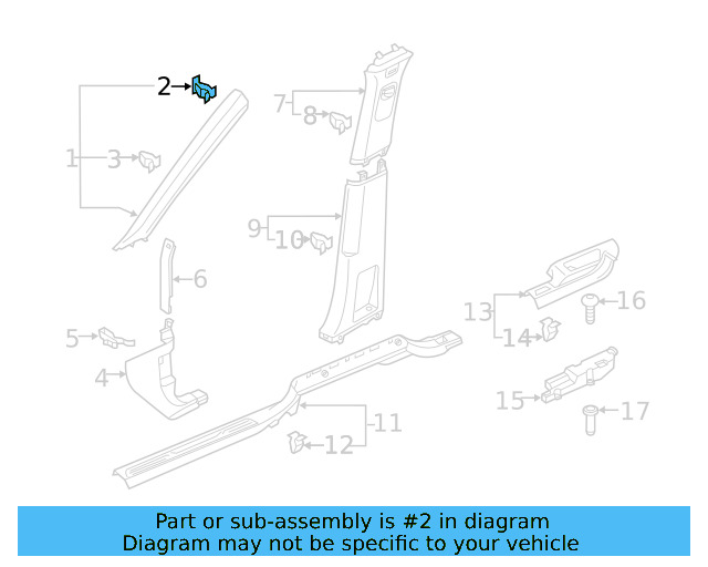 Windshield Pillar Trim Clip 5NA-867-276-B - View 5