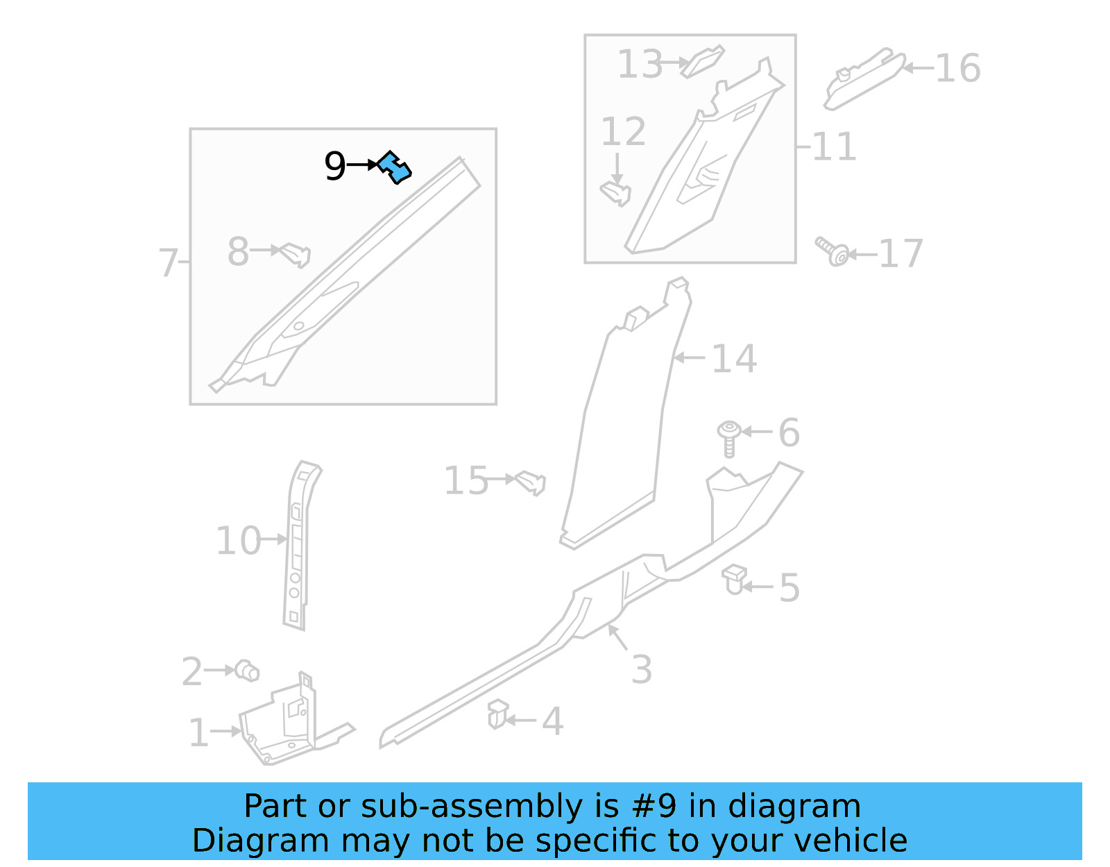 Windshield Pillar Trim Clip 5NA-867-276-B - View 7