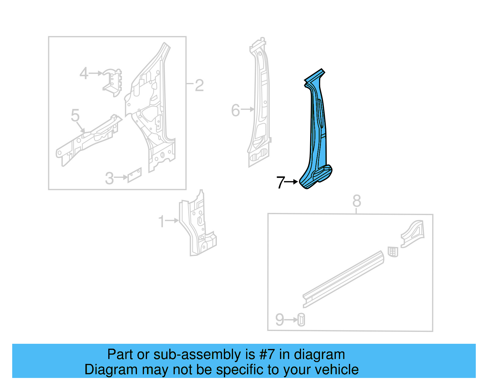 Center Pillar Reinforced 5NN-809-219-B - View 2