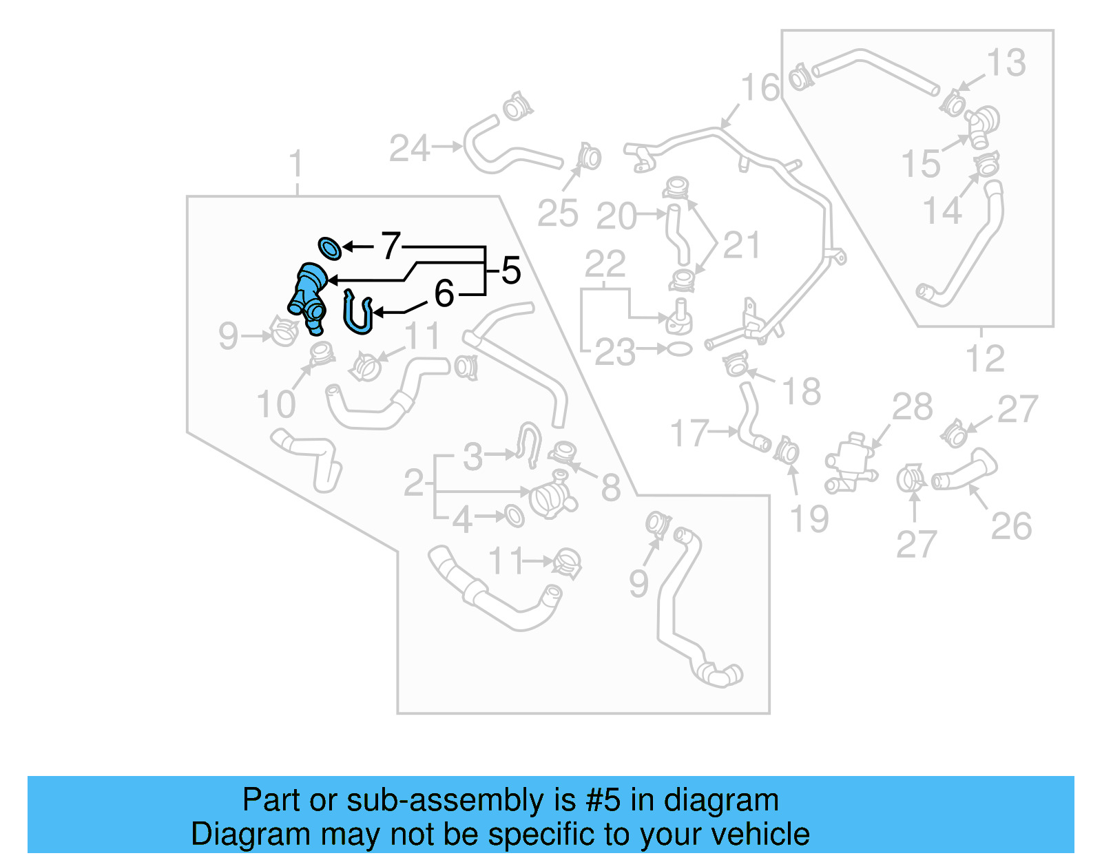 Radiator Coolant Hose Adapter 5Q0-122-291-CT