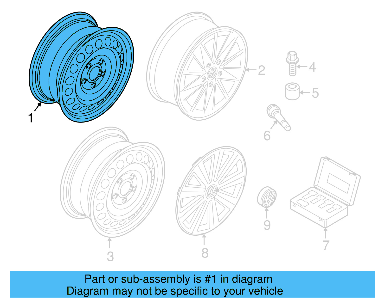 Wheel, Steel 5Q0-601-027-R-03C - View 7