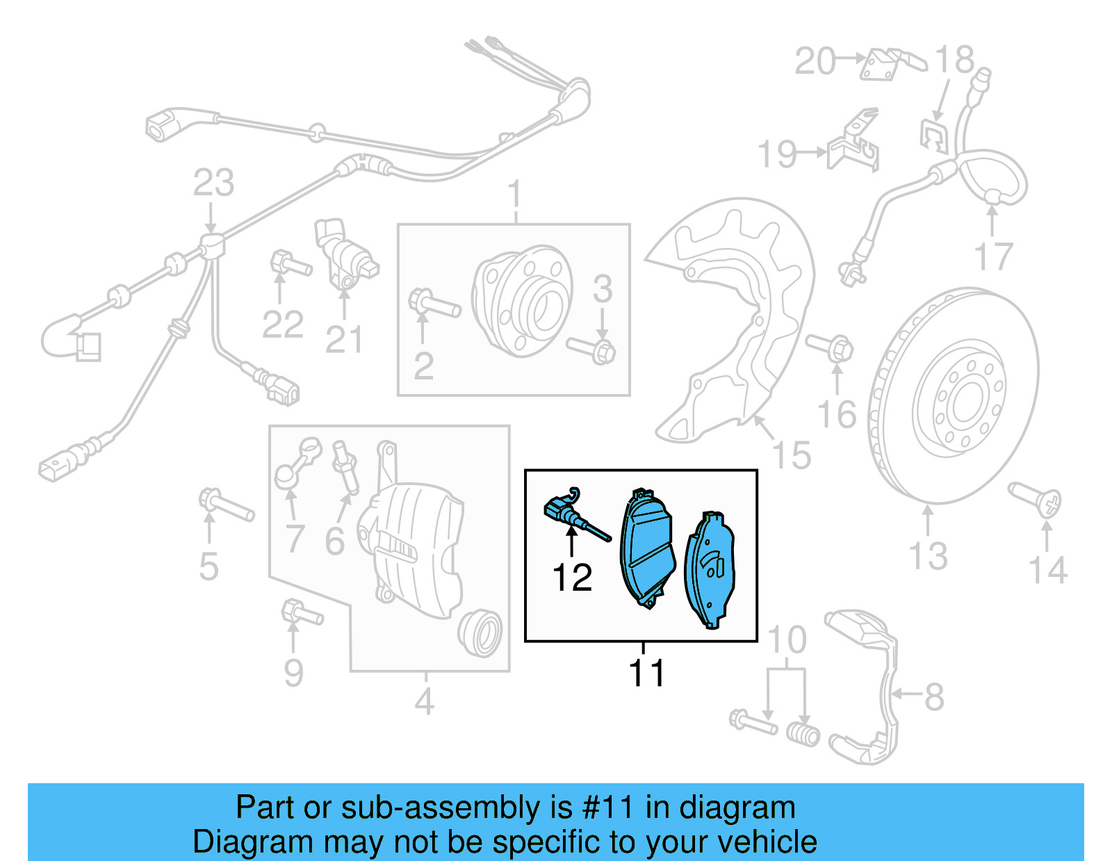 Disc Brake Pad Set Front 8V0-698-151-D - View 3