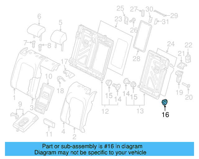 Seat Back Frame Grommet 5Q0-885-678-B-9B9 - View 32