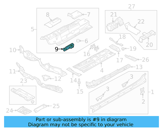 Center Floor Pan Reinforcement 5QN-803-075 - View 4