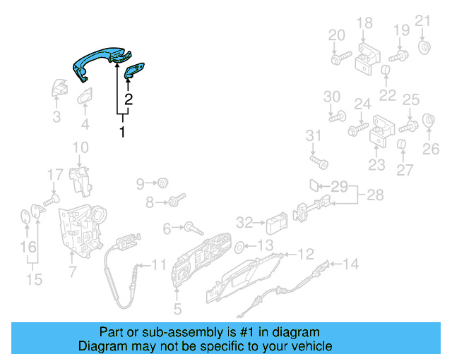 Handle, Outside (Unpainted) 5gm837205gru - View 3