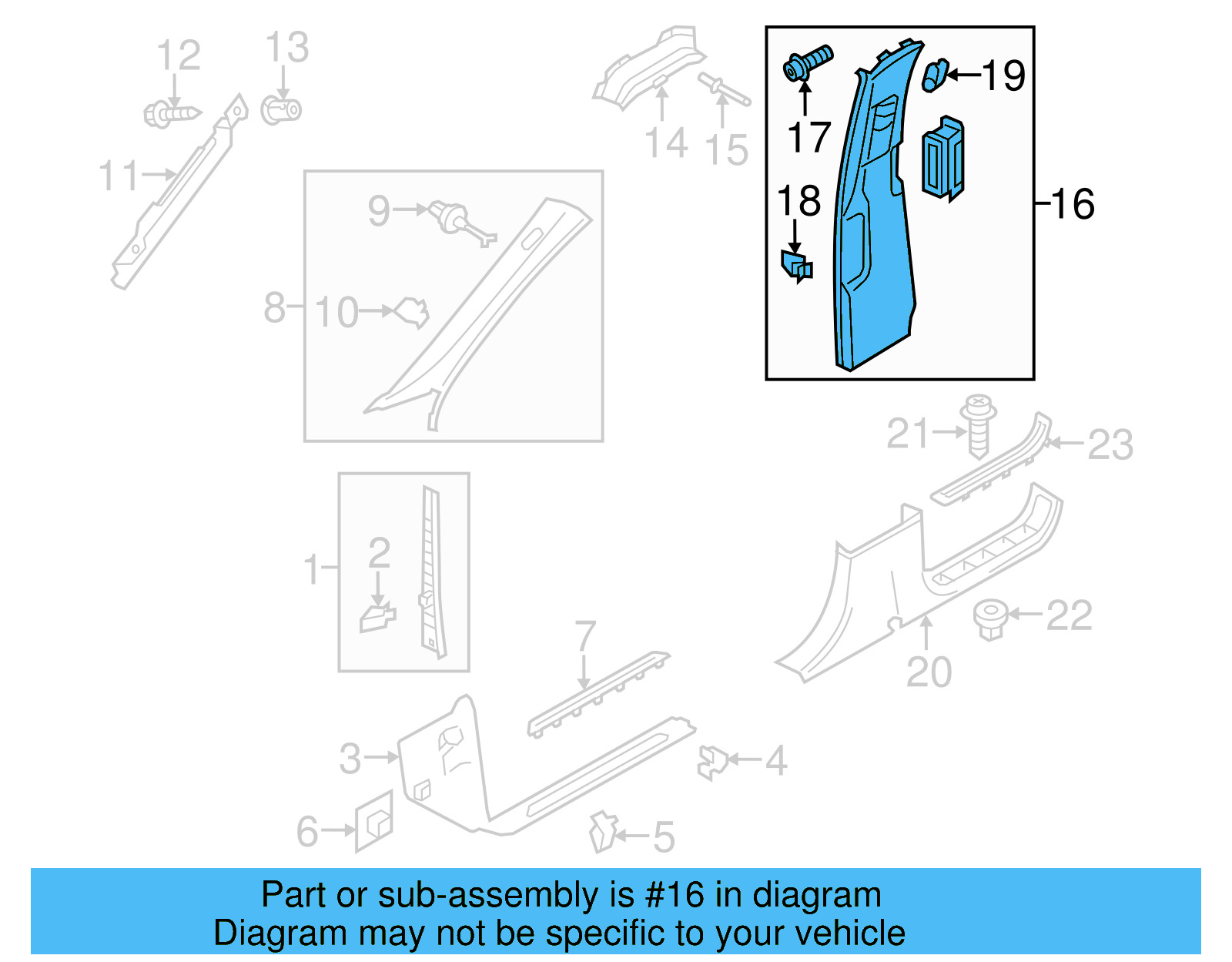 Upper Center Pillar Trim 7P6-867-240-AJ-W0W - View 6