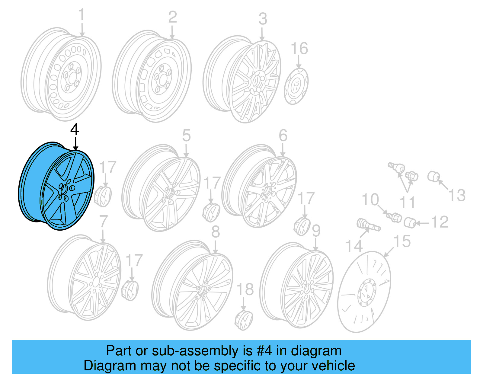 Wheel, Alloy 3C0-601-025-AQ-88Z - View 12