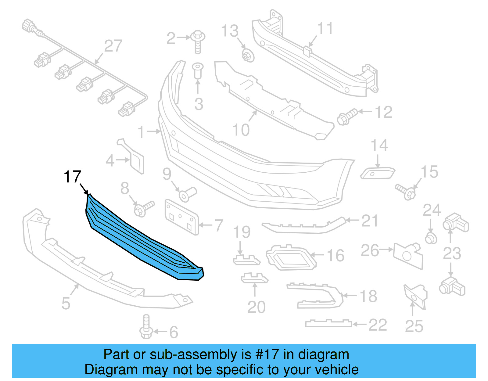 Lower Grille 5C6-853-671-T-9B9 - View 4