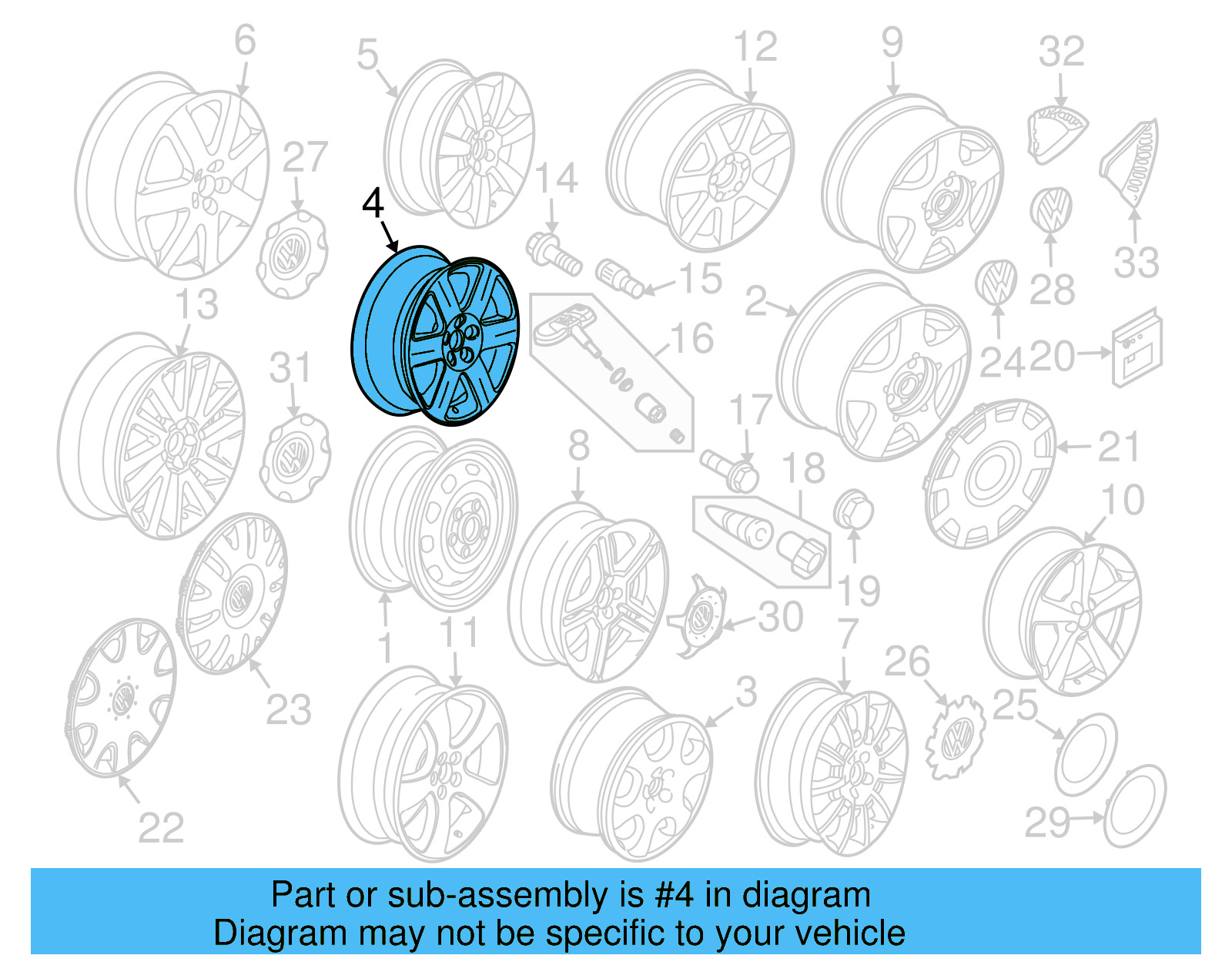 Wheel, Alloy 1C0-601-025-AF-8Z8 - View 15