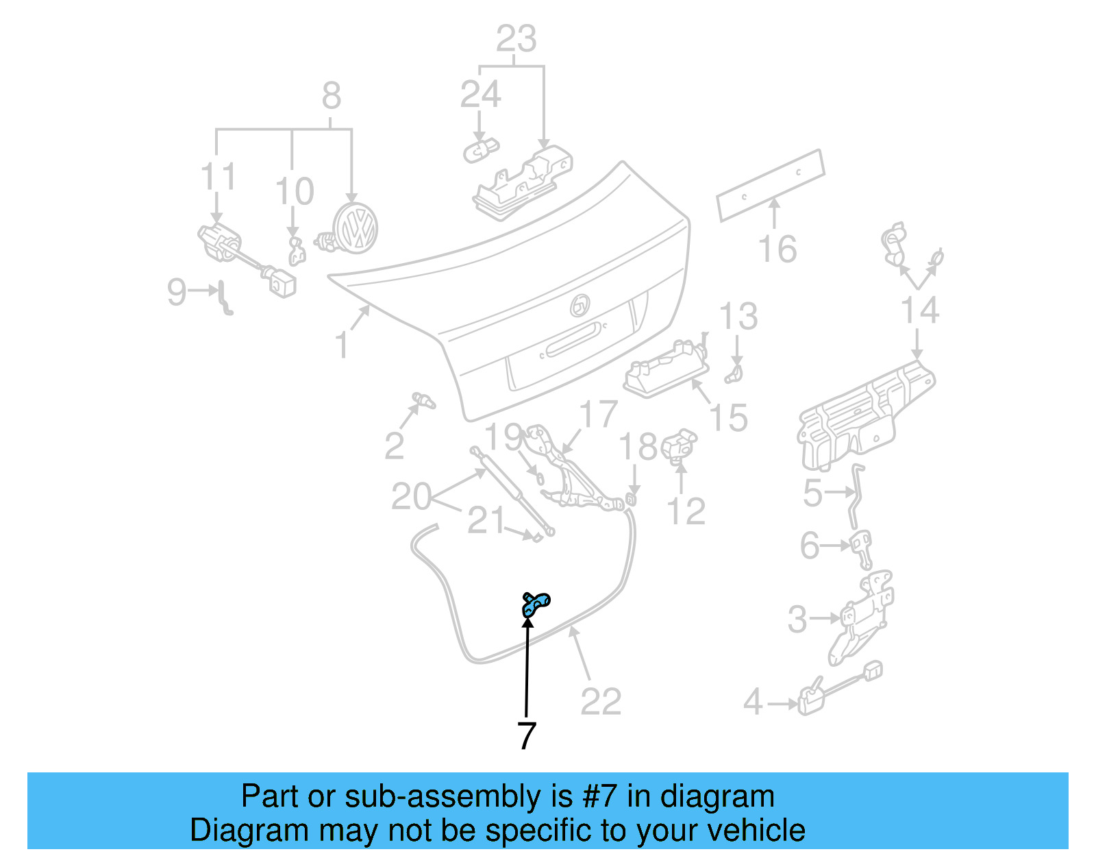 Deck Lid Striker 1J5-827-507-A - View 8