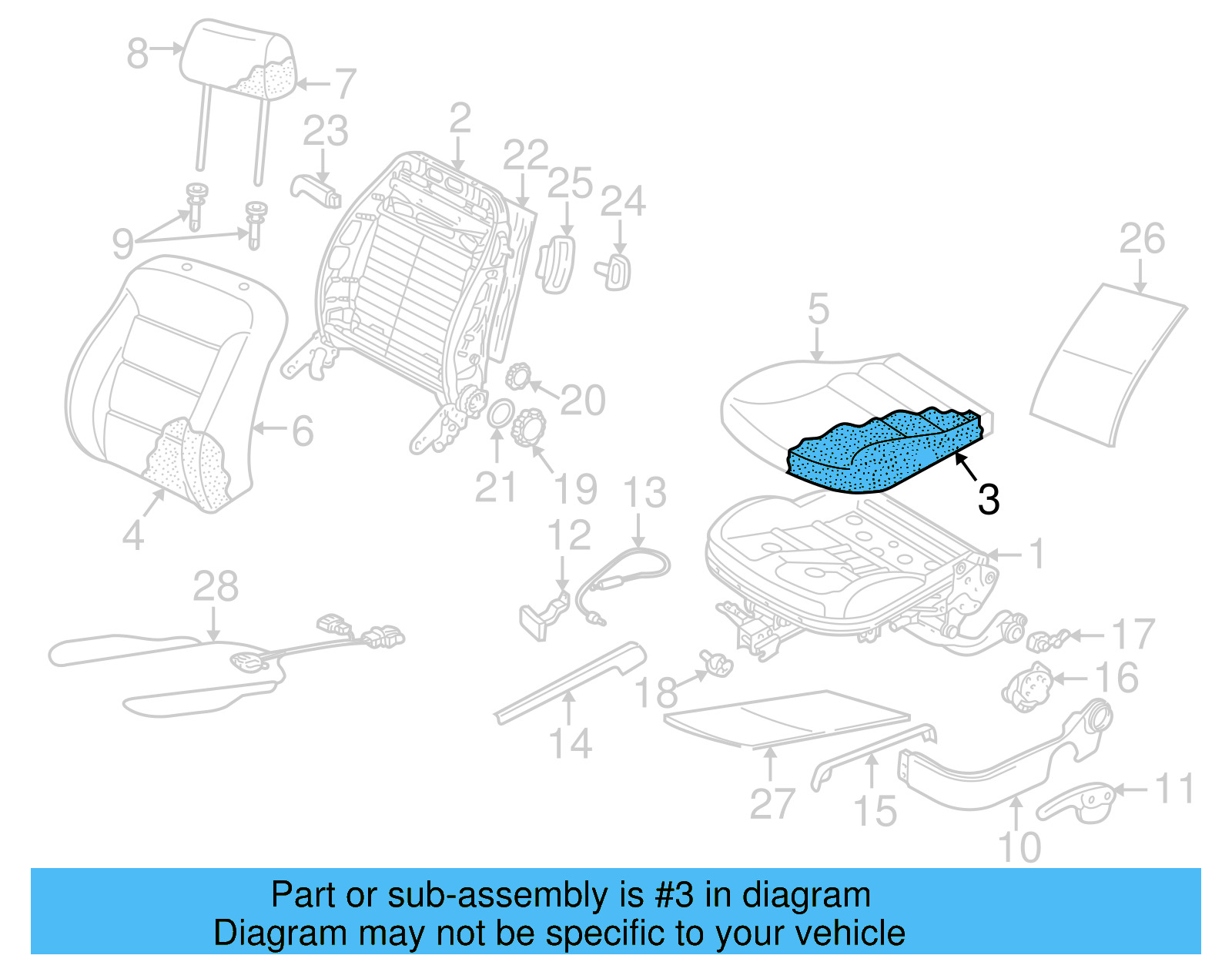 Seat Cushion Pad 1J0-881-375-S - View 15