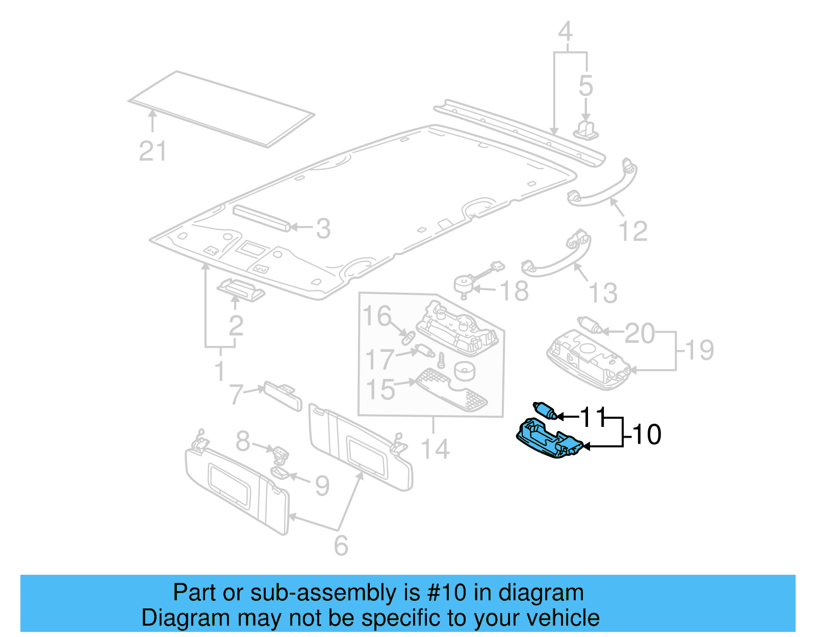 Visor Lamp 3B0-947-109-A-B41 - View 18
