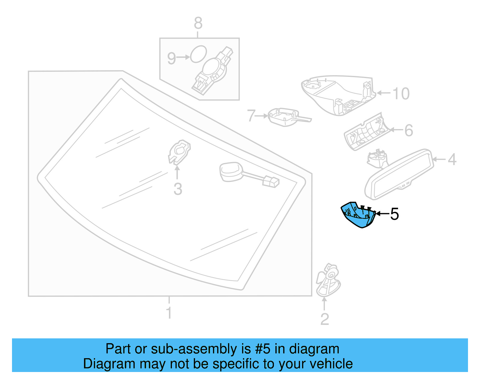Mirror Inside Cap 7P6-858-547-B-9B9 - View 16
