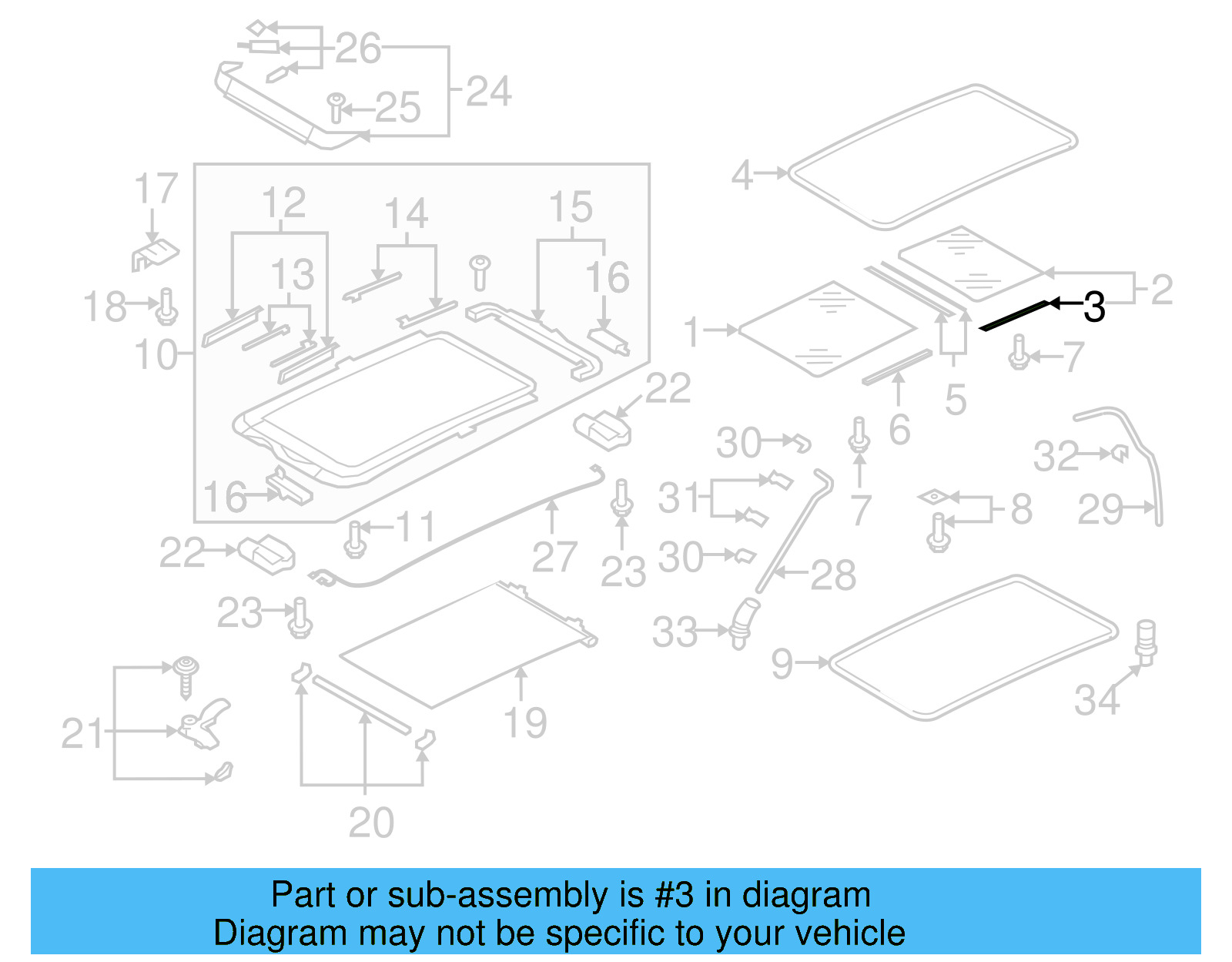 Sunroof Glass Gasket Set 1K9-898-068 - View 16