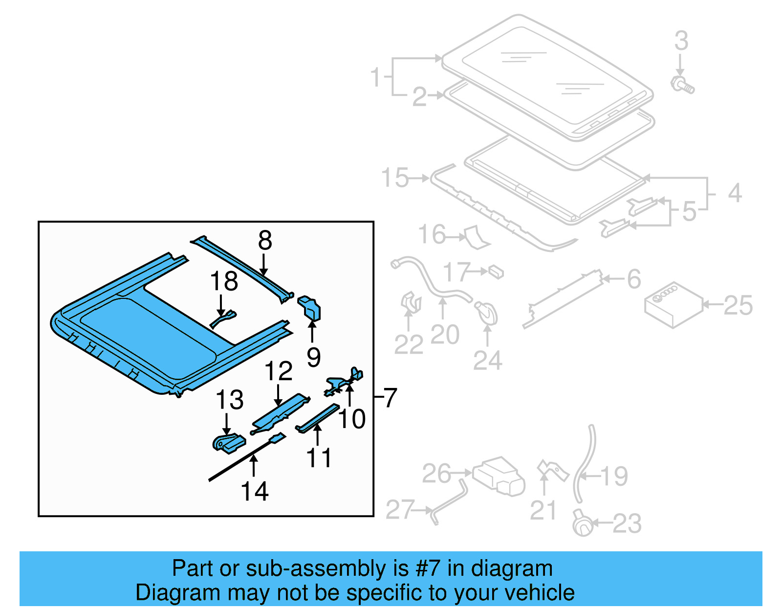 Sunroof Frame 1K5-877-049-A - View 13