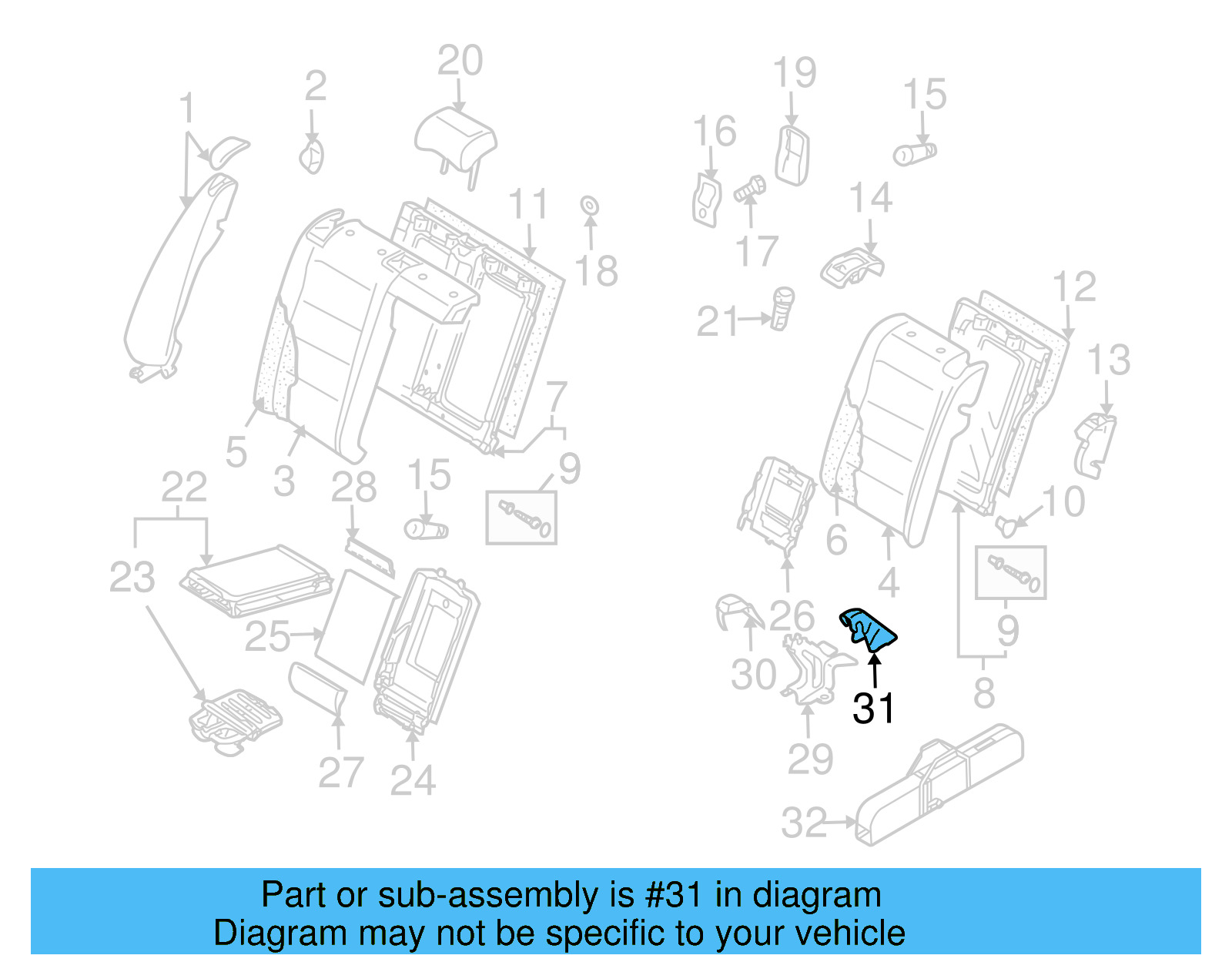 Seat Latch Cover 1K9-885-355 - View 4