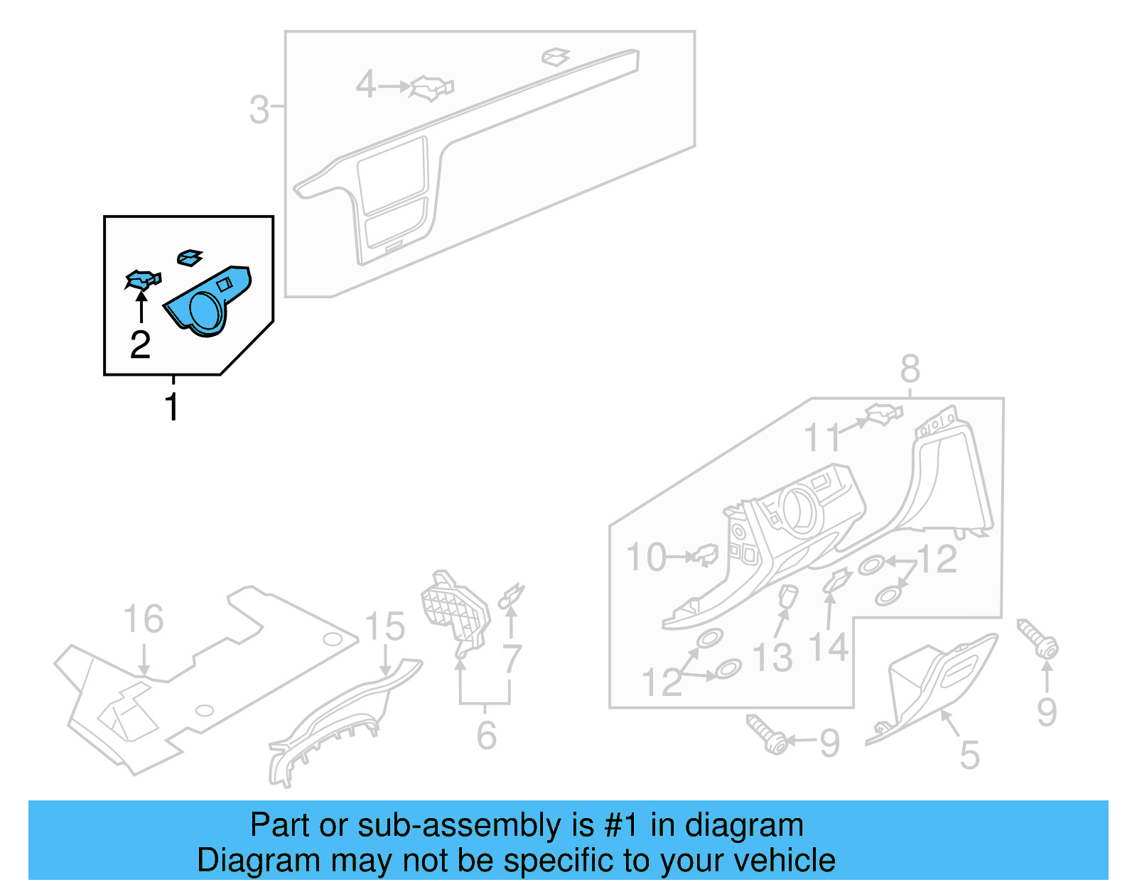Switch Bezel 561-857-211-B-4AR - View 6