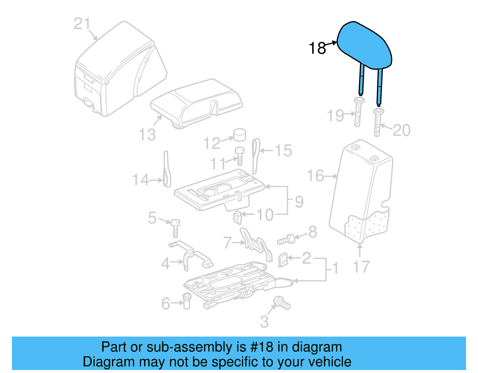 Headrest 5N0-885-901-Q-OPA - View 7