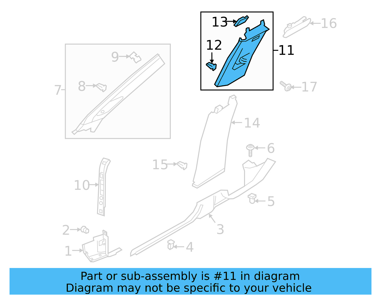 Upper Center Pillar Trim 17A-867-243-D-82V - View 3