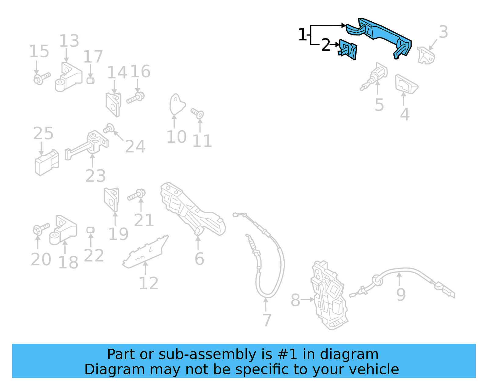 Handle, Outside 5G0-837-206-R-GRU - View 5