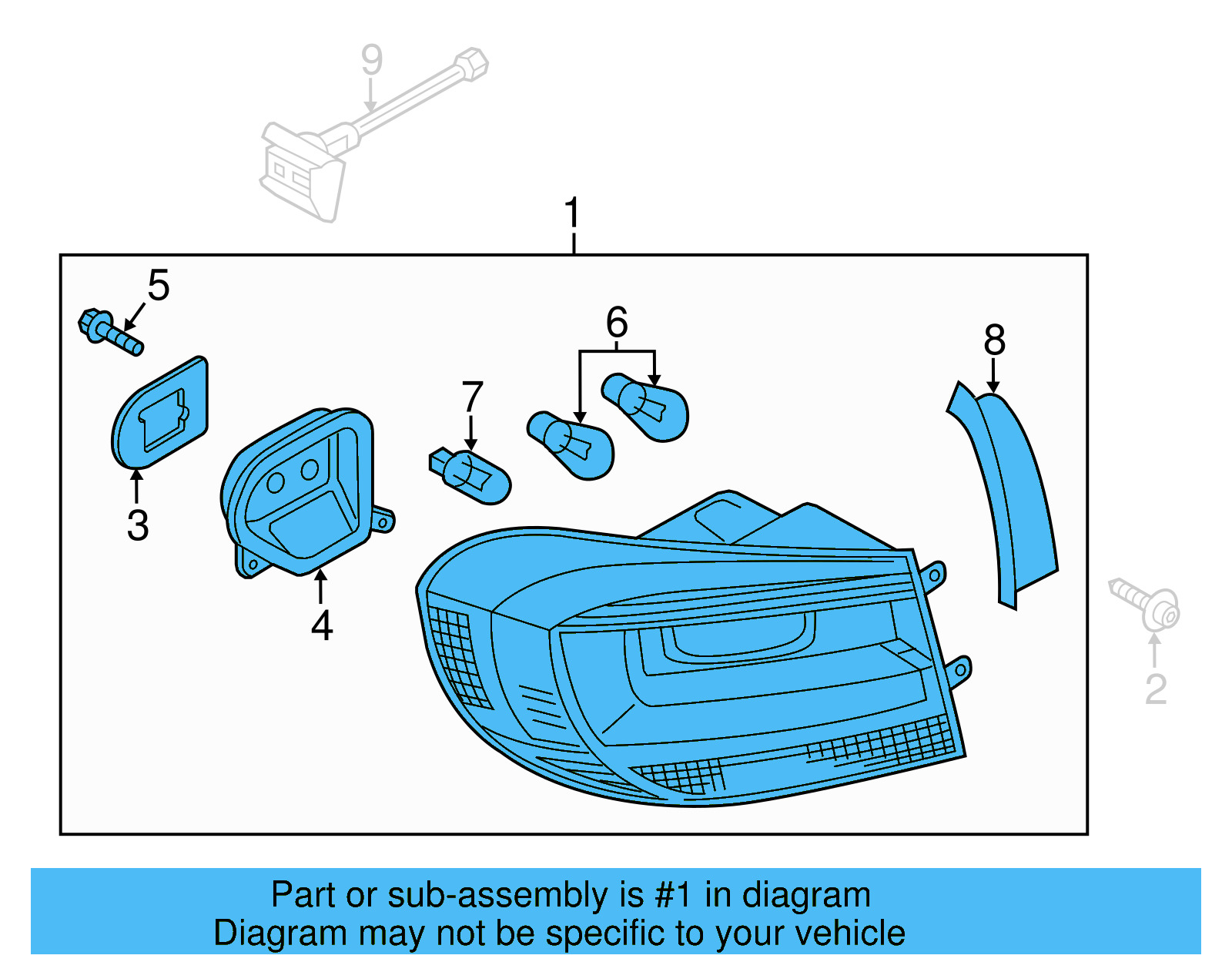 Tail Lamp Assembly 5N0-945-095-R - View 3