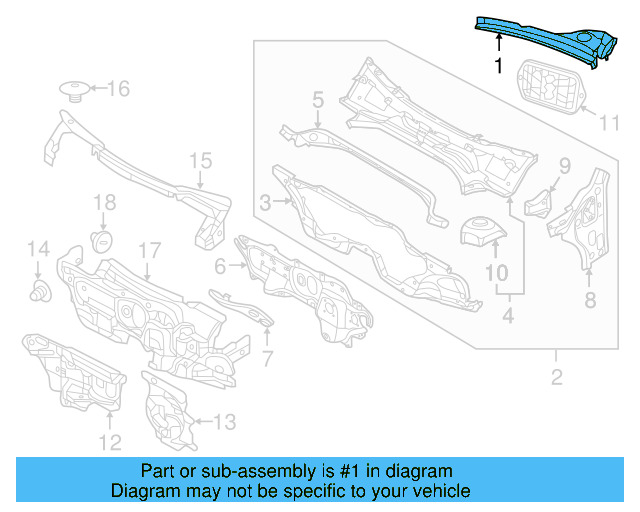 Cowl Grille 5C1-819-404-B-9B9 - View 4