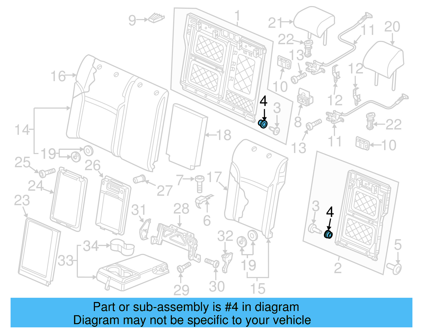 Seat Back Frame Grommet 3C0-885-677 - View 22