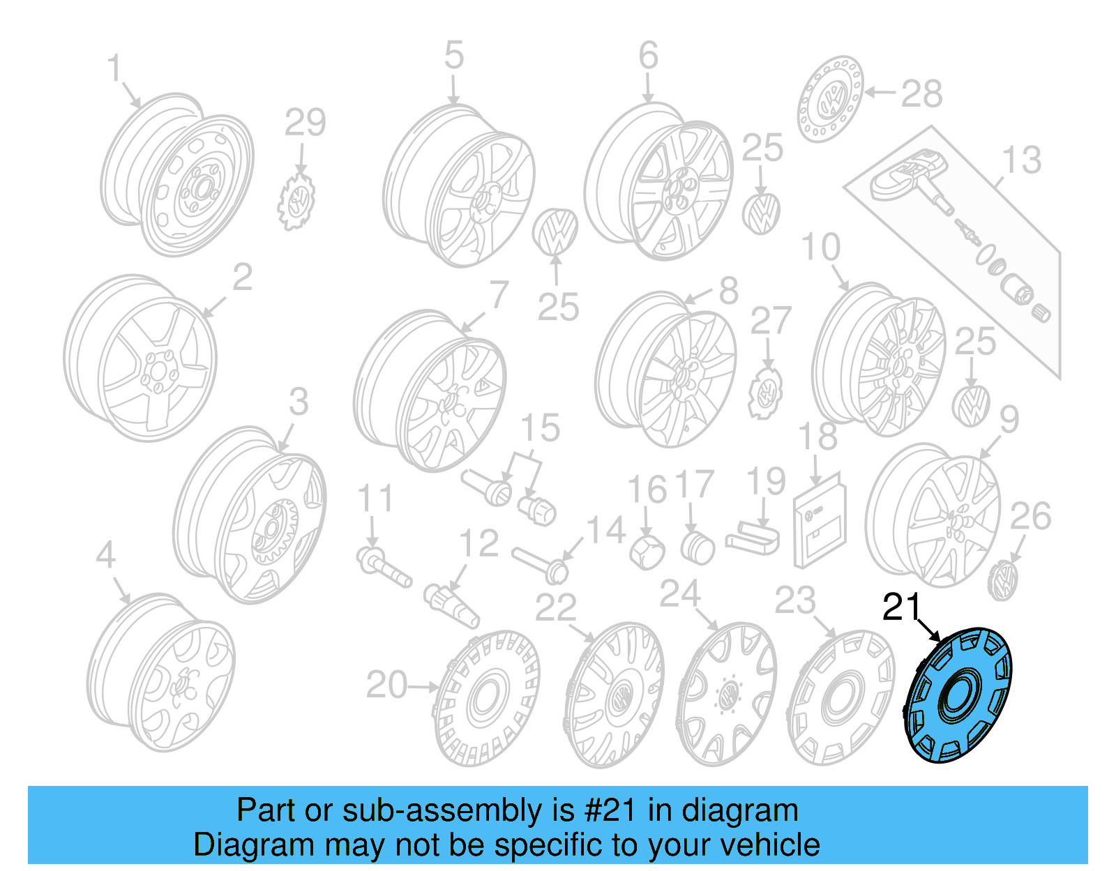 Wheel Cover 1C0-601-147-C-GJW - View 8