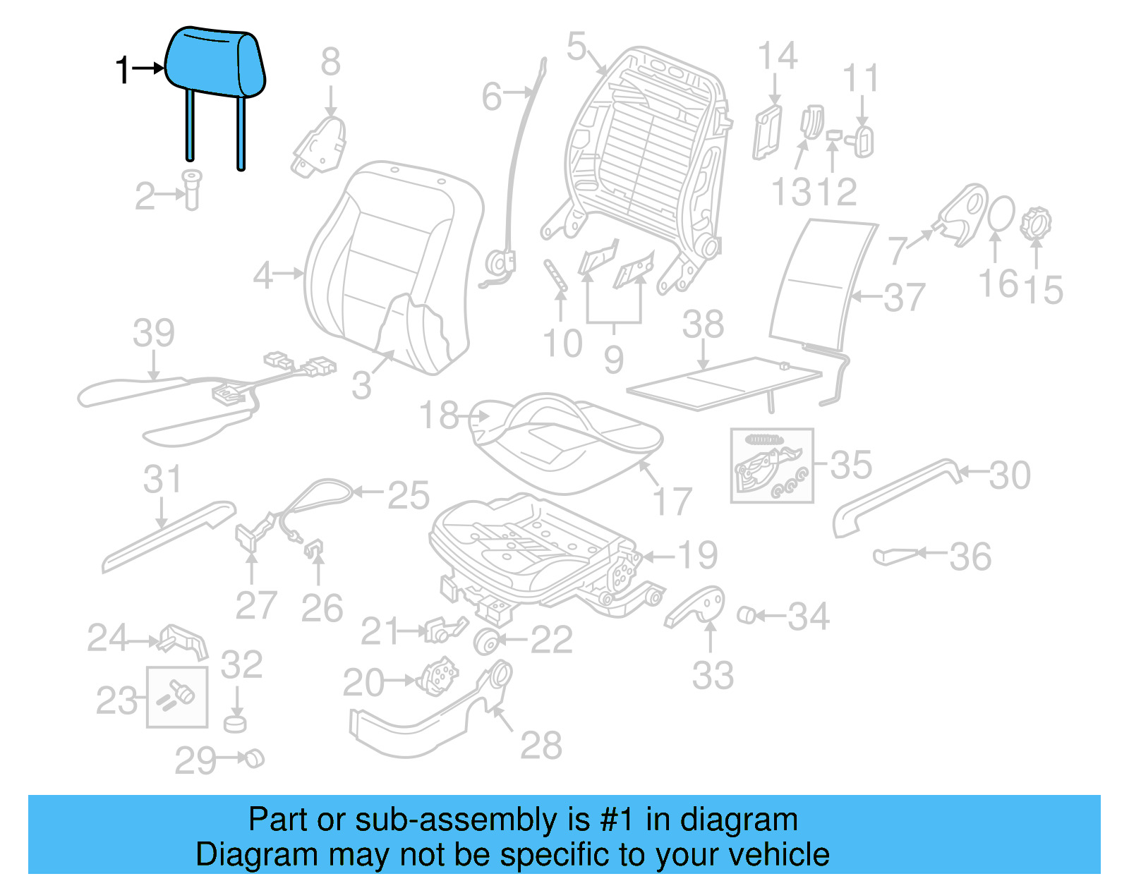 Headrest 1C0-881-901-BF-7PW - View 2