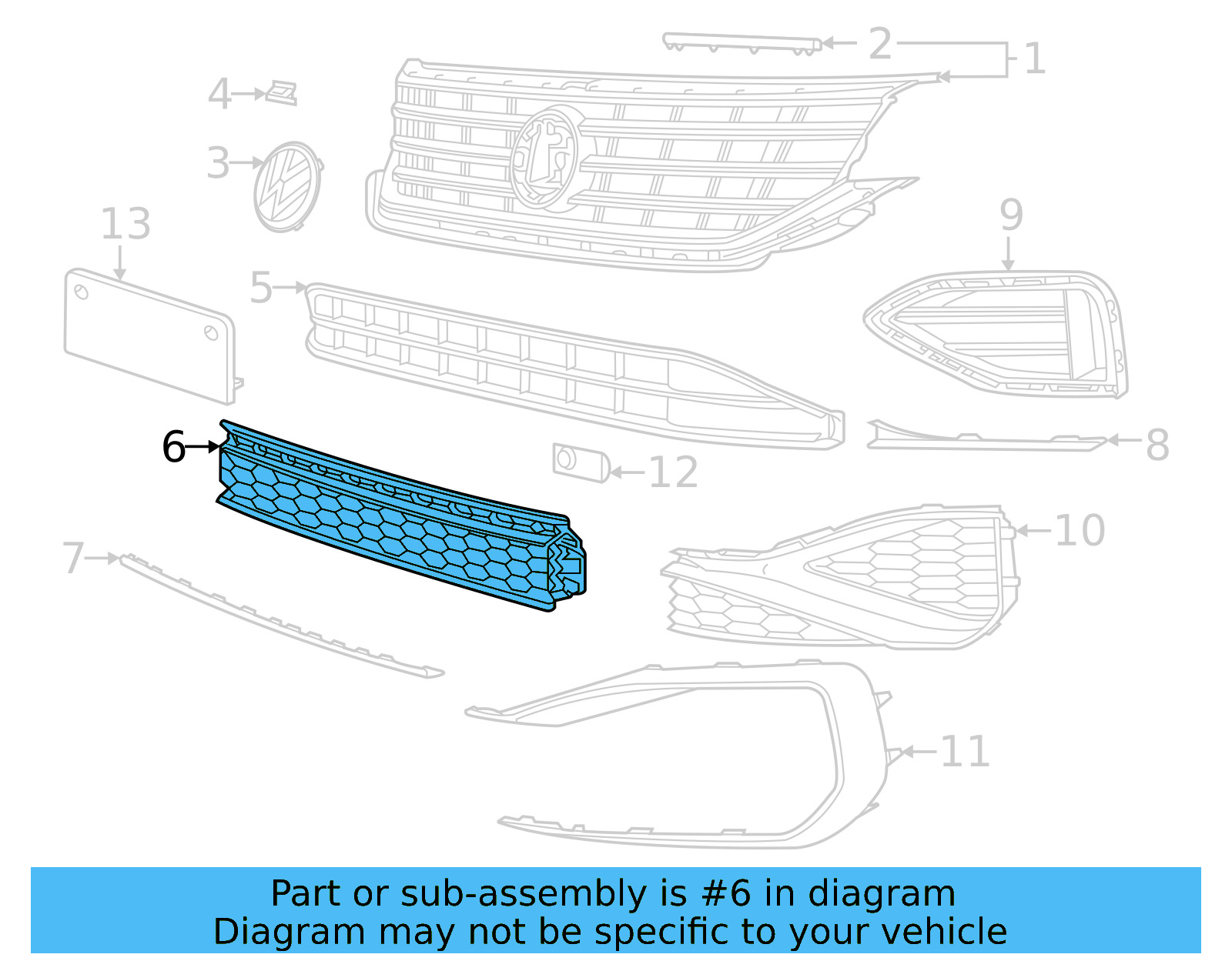 Lower Grille 561-853-677-M-9B9 - View 7