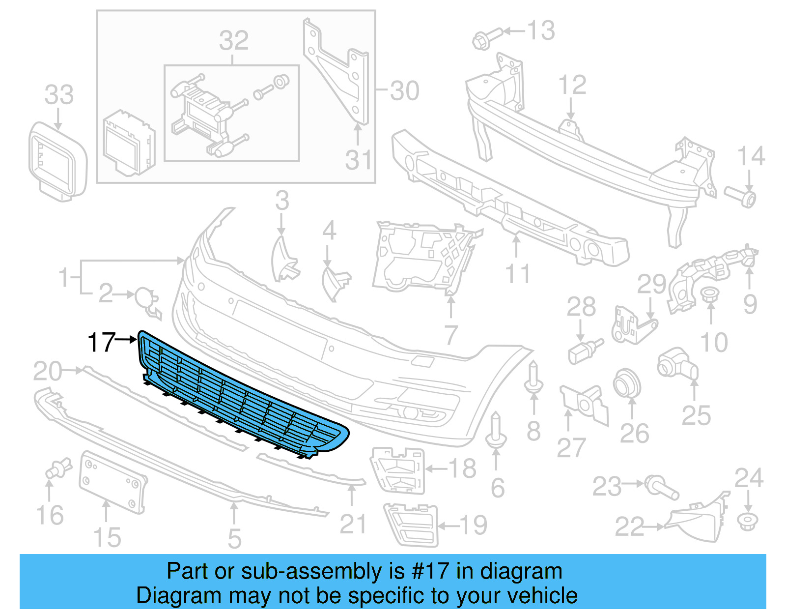 Center Grille 5G0-853-677-F-041 - View 3